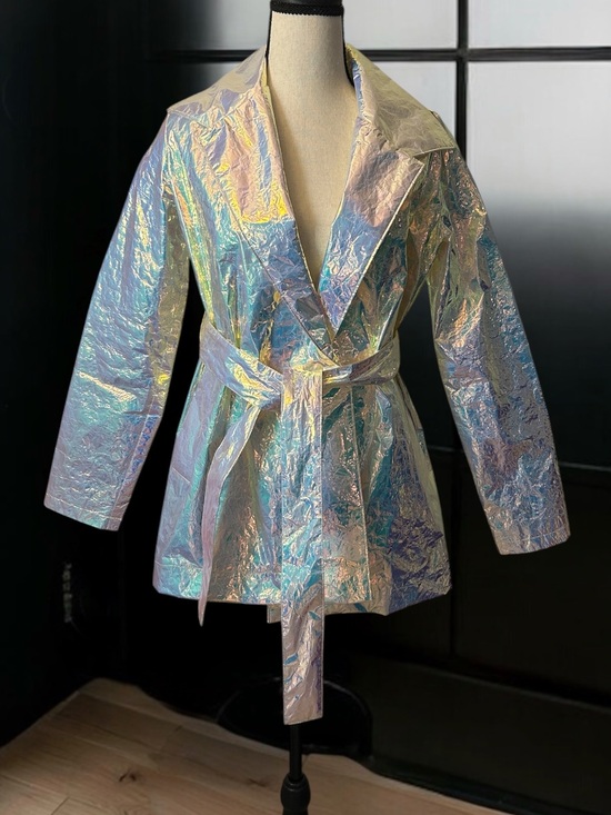 Jackets & Blazers - Current Mood Iridescent Holographic Unicorn Crinkle-Textured Jacket Belted Small